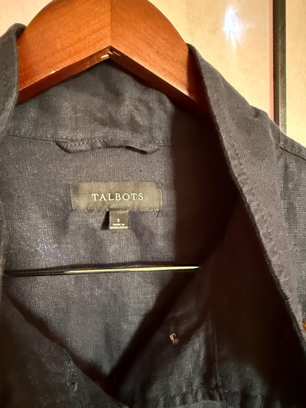 Talbots Navy Linen Button-Front Jacket - Picture 2 of 6
